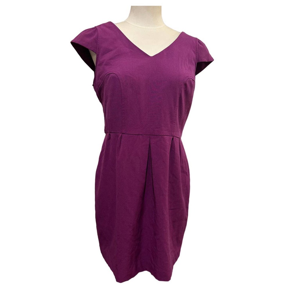 Worthington Purple Office Dress Size 8p Fully lined w/ Zip & cap sleeves